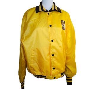 Vintage 70s Swingster Satin Bomber Jacket Mens Size M Yellow Sunflower